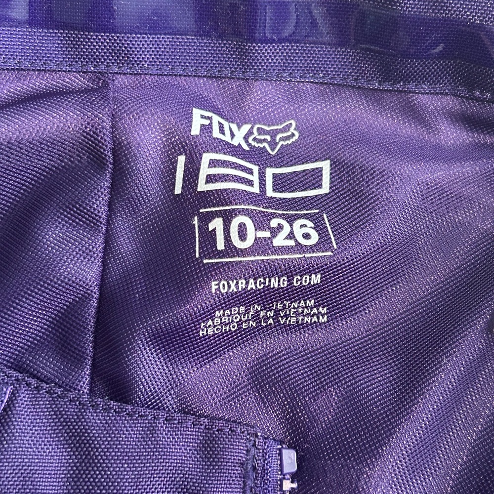 Fox Racing Kids 180 Purple and Teal Racing Pants Size 10/26 - Picture 3 of 4